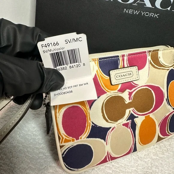 Coach Pink, Orange, and Blue Patterned Wristlet - Picture 7 of 8